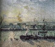 Camille Pissarro sunset port oil